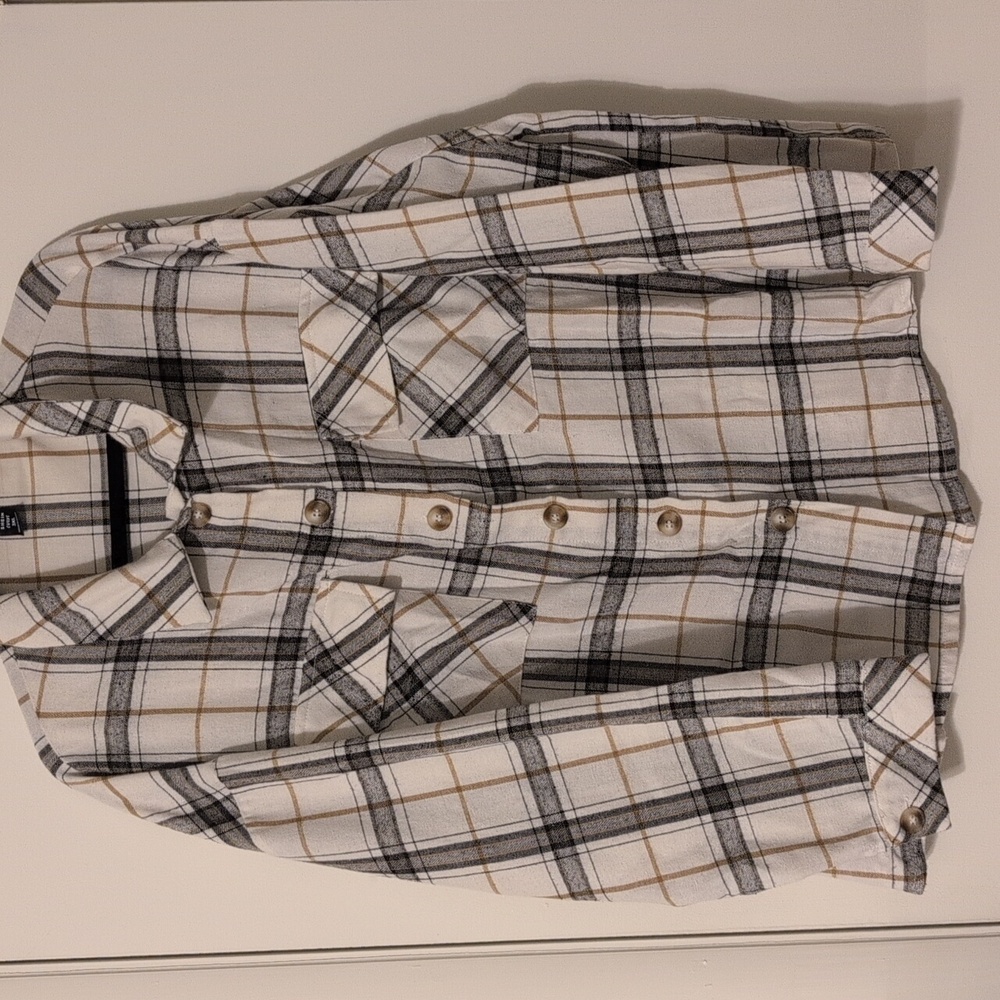 Shein Plaid Drop Shoulder Blouse